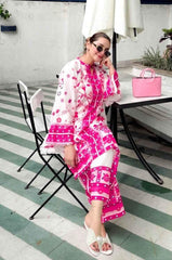 Pink & White floral 2 Piece stitched Suit Y-25