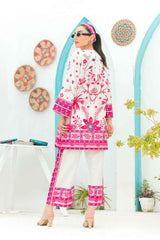 Pink & White floral 2 Piece stitched Suit Y-25