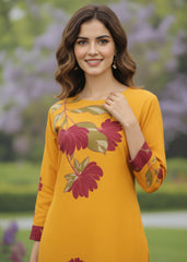 Mustard Floral 2-Piece Suit