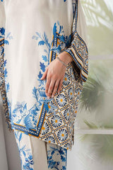 Elegant White and Blue Digital Stitched Printed Suit Y-1
