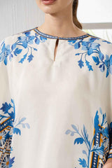 Elegant White and Blue Digital Stitched Printed Suit Y-1