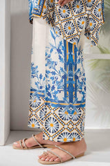 Elegant White and Blue Digital Stitched Printed Suit Y-1