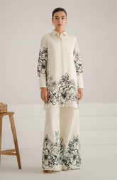 Stunning White Stitched 2 Piece Printed Set Y-31