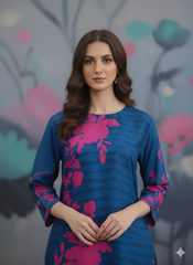 Midnight Teal Fuchsia Floral 2-Piece Suit