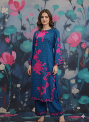 Midnight Teal Fuchsia Floral 2-Piece Suit