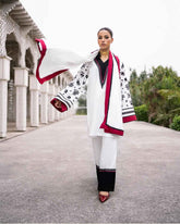 Black and White Two Piece Dress with Red Accents - Y-125 Digital Print