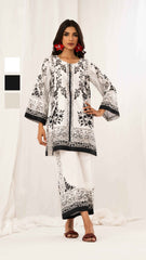 Black & White Floral Printed 2-Piece Suit Y 114