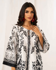 Black & White Floral Printed 2-Piece Suit Y 114