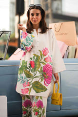 Silver attractive Floral Stitched 2 Piece Co-Ord Set Y-24