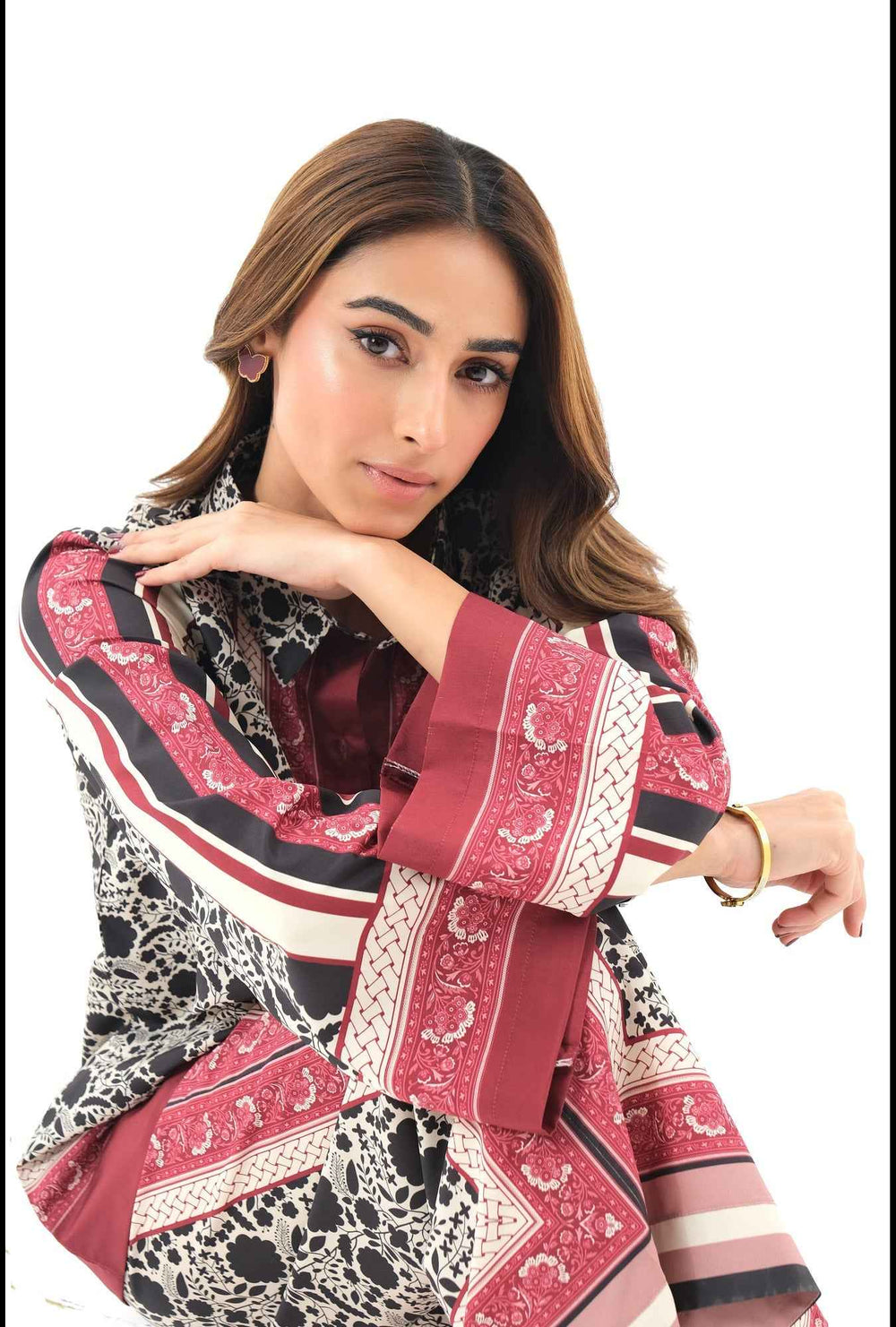 silver Pink Stitched 2 Piece Co-Ord Set Y-36