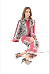 silver Pink Stitched 2 Piece Co-Ord Set Y-36