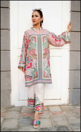 Floral Fusion Pink Printed Stitched Kurta Set Y-39