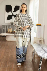 Magic Black & White Printed Stitched Co-Ord Set Y-42