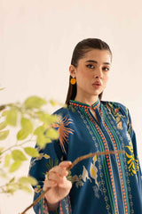 Tropical Bloom Deep Blue Two-Piece Suit Y-44