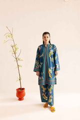 Tropical Bloom Deep Blue Two-Piece Suit Y-44