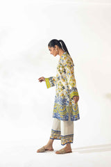 White Base V neck Stitched 2 Piece Suit: Y-46