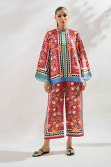 Red & yellow Floral 2 Piece Stitched Co-Ord Set: Y-49