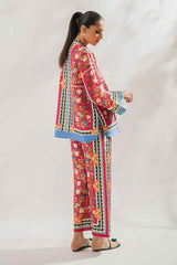 Red & yellow Floral 2 Piece Stitched Co-Ord Set: Y-49