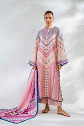 Chic Pink and Indigo Digital Print 2 Piece Suit (YL 111)