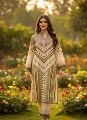 Chic Pink and Indigo Digital Print 2 Piece Suit (YL 111)