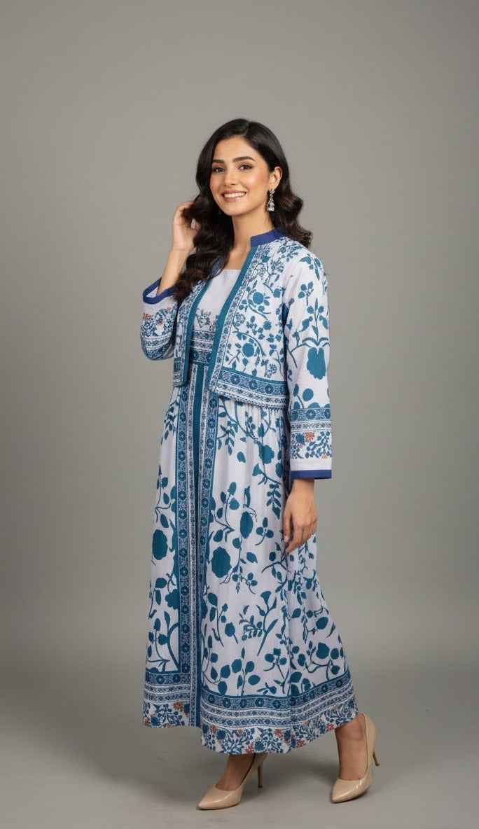 Elegant Traditional Print Koti Style Maxi 2-Piece (YL 114)