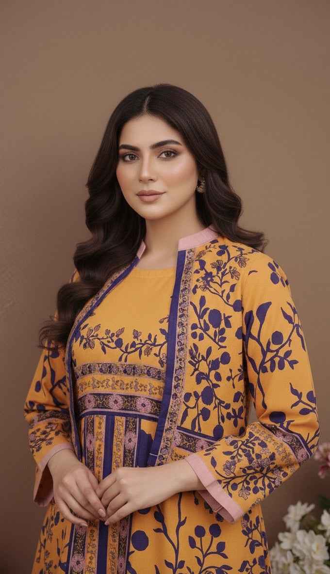 Elegant Traditional Print Koti Style Maxi 2-Piece (YL 114)