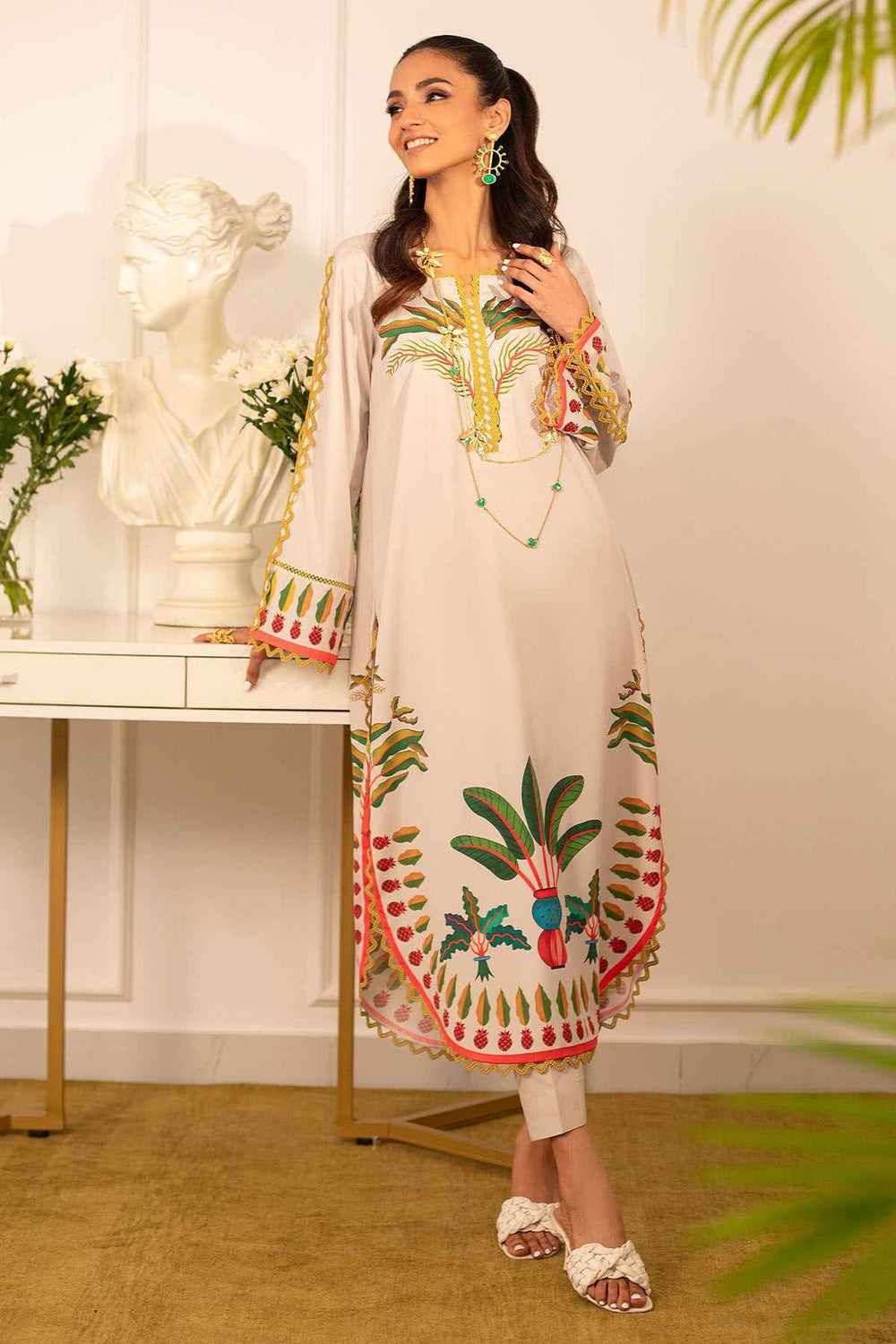 Heirloom Garden Printed Long Kurta Set (YL 60)