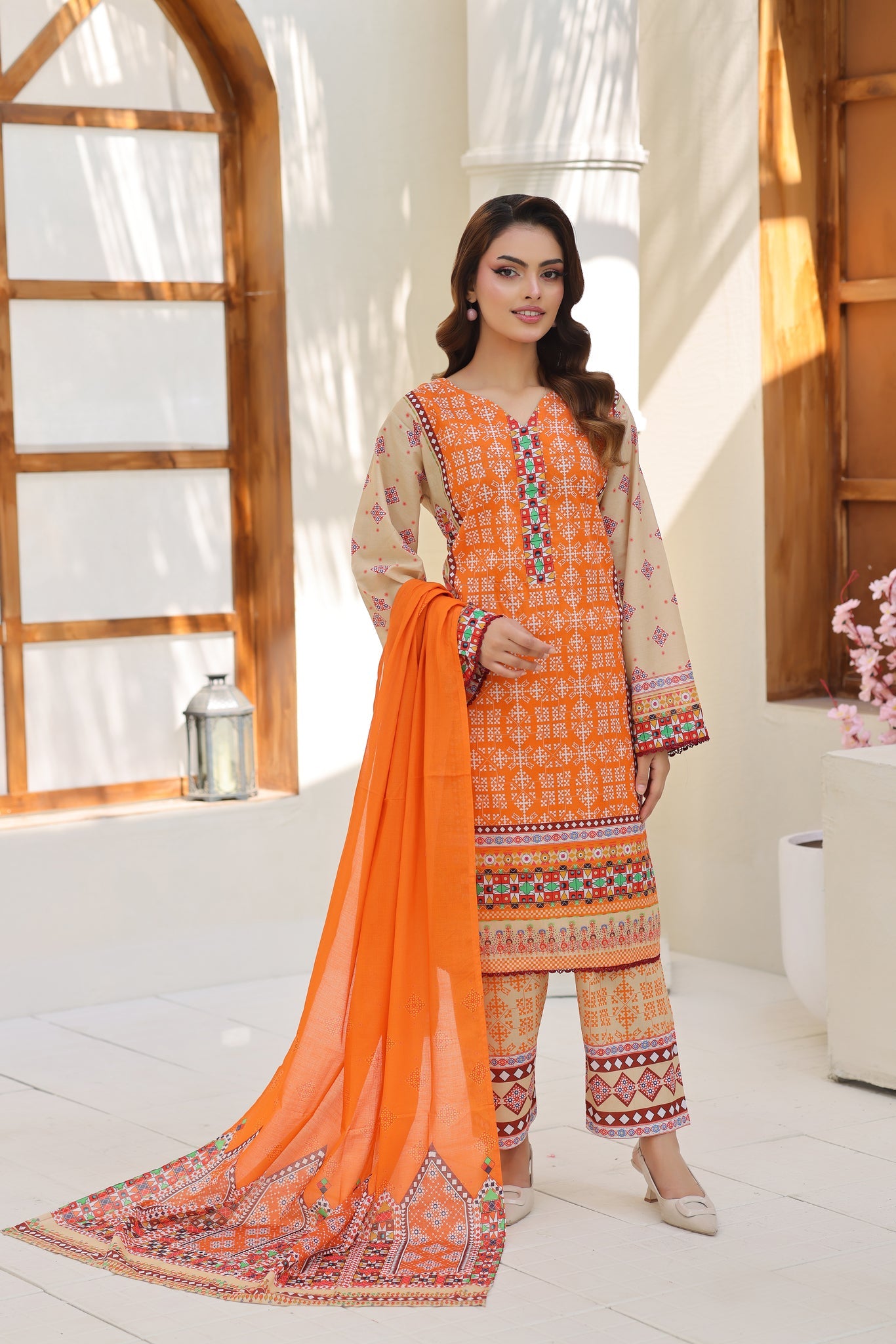 ZZ-UN-26010 Sunset Folk Bloom  Unstitched 3-Piece Lawn