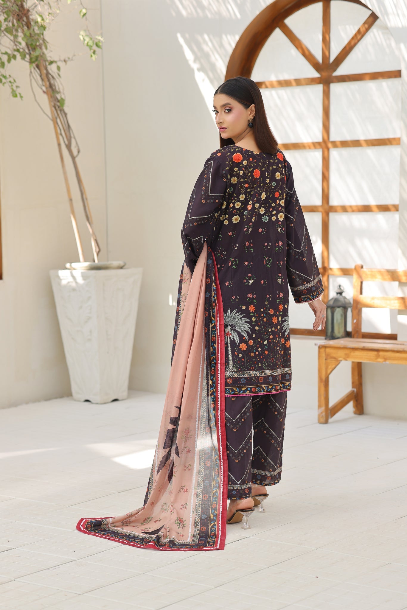 ZZ-UN-26028 Midnight Garden Noir  Unstitched Printed Lawn 3-Piece