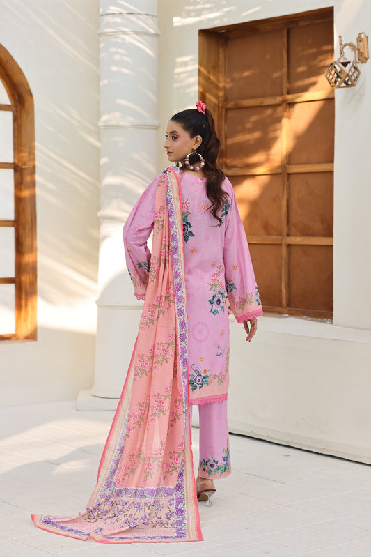 ZZ-UN-26002 – Blush Pink Floral  3-Piece Printed Lawn