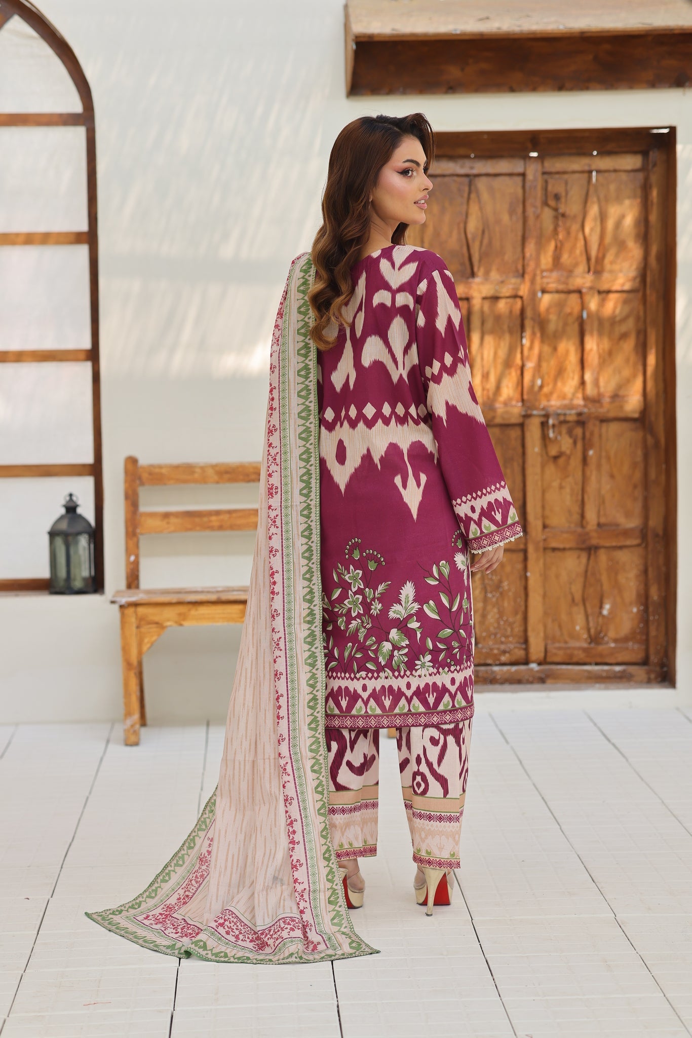 ZZ-UN-26022 Teal Bloom Printed Unstitched Lawn 3-Piece Suit