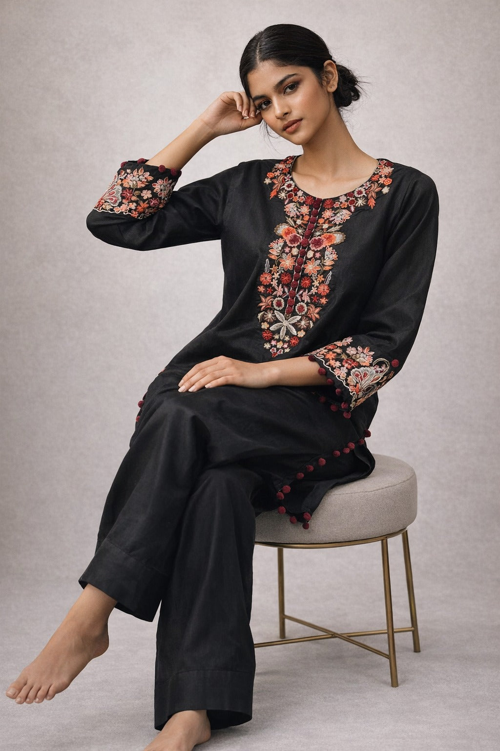 Naqsh Embroidered Raw Silk 3 Pcs Dress