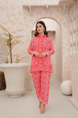 Red Geometrical Ethnic Two-Piece Set for Stylish Outfits - 147