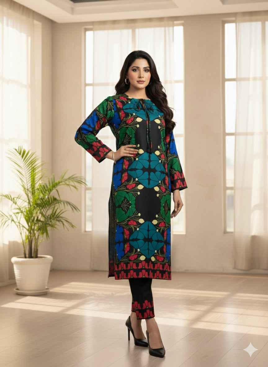 Bold Bloom Printed 2-Piece Suit – Vibrant Fusion