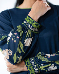 Elegant Navy Blue Long Dress 2pcs YL 138