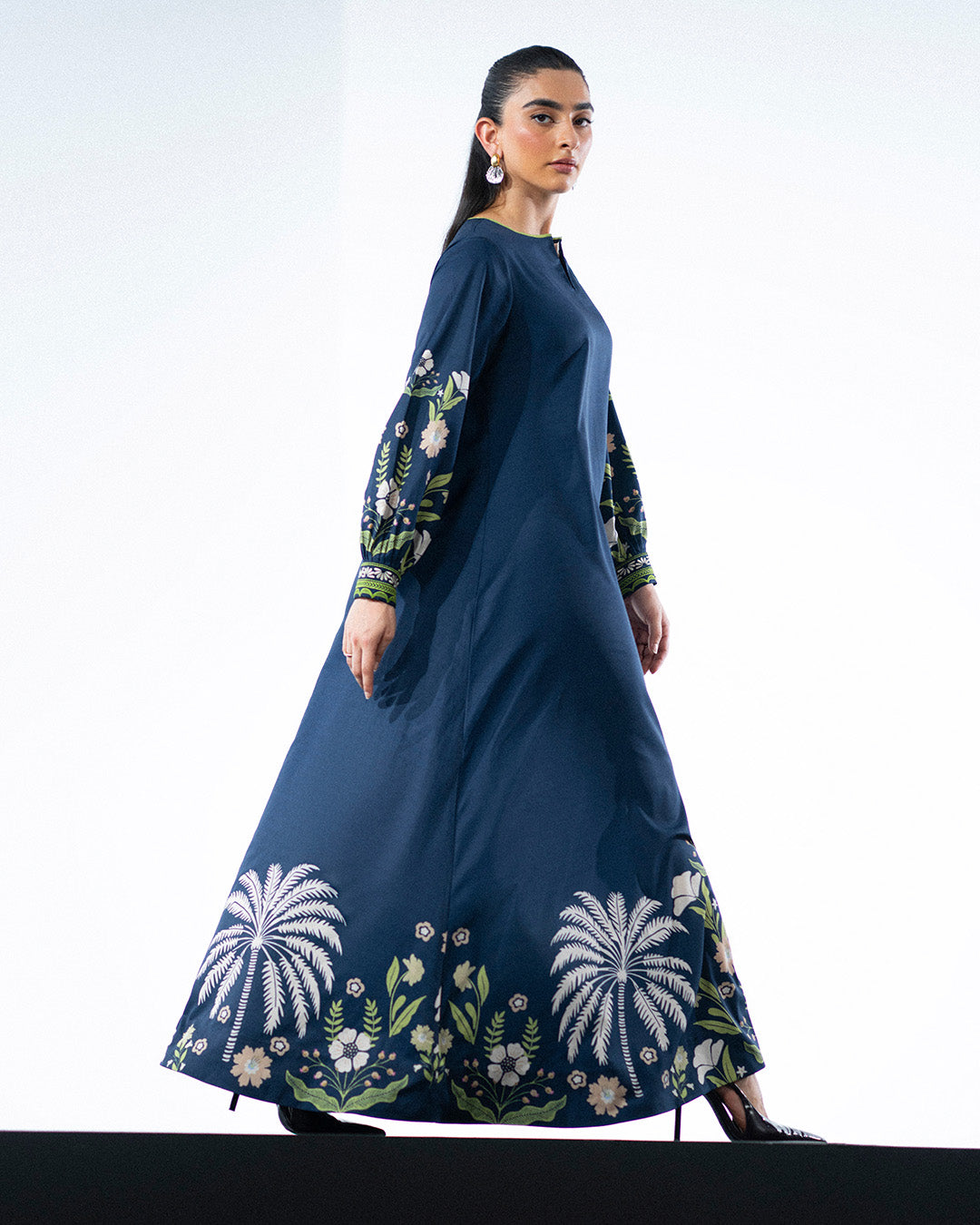 Elegant Navy Blue Long Dress 2pcs YL 138