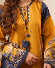 Mustard Yellow Printed Long dress