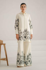 Stunning White Stitched 2 Piece Printed Set Y-31