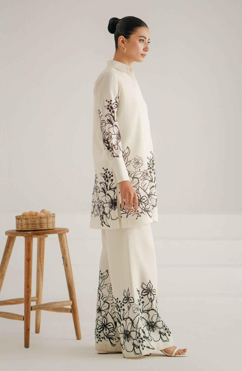 Stunning White Stitched 2 Piece Printed Set Y-31