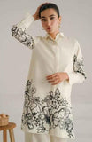 Stunning White Stitched 2 Piece Printed Set Y-31