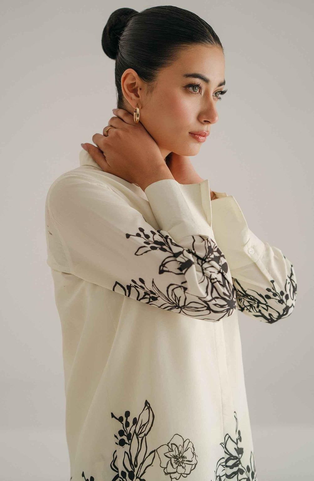 Stunning White Stitched 2 Piece Printed Set Y-31