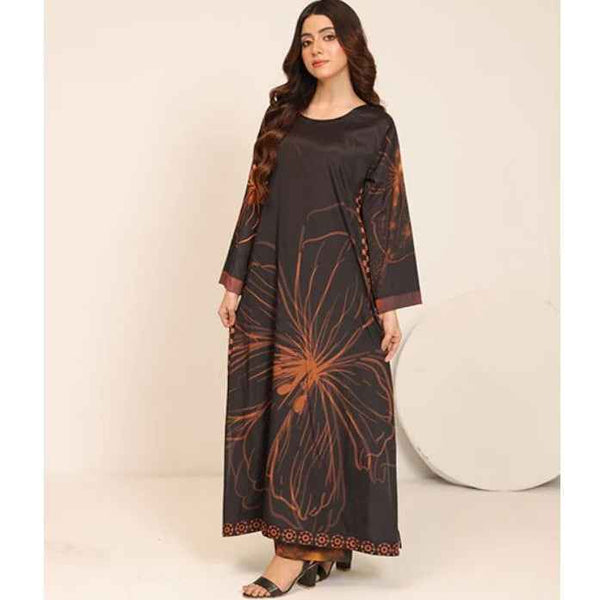 Black Red Digital Printed Long Dress - Stylish Two Piece Outfit