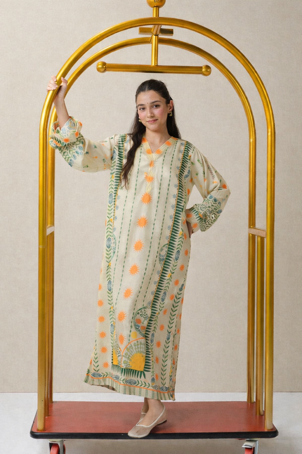 Printed Korean Crepe Long Kurta