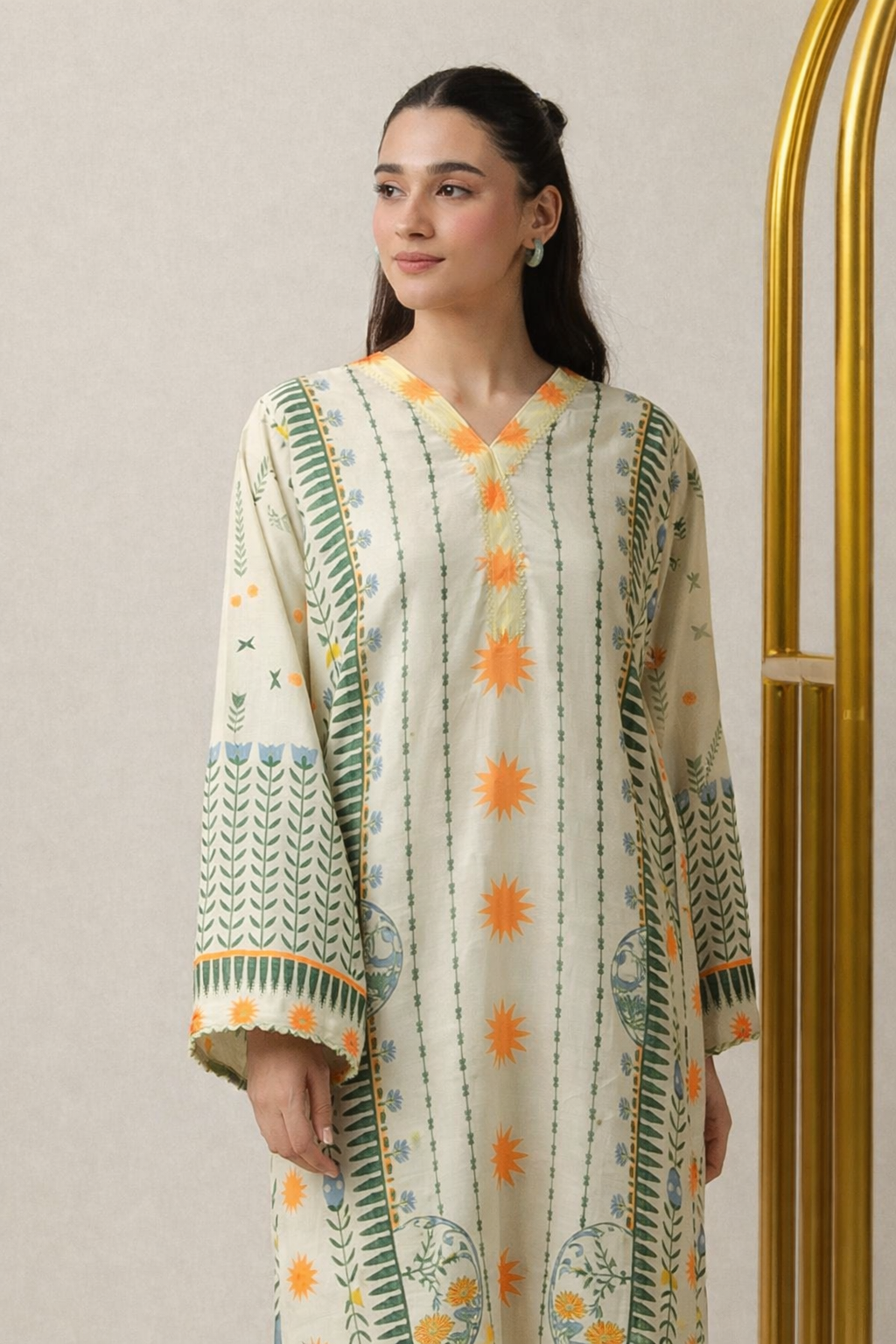 Printed Korean Crepe Long Kurta