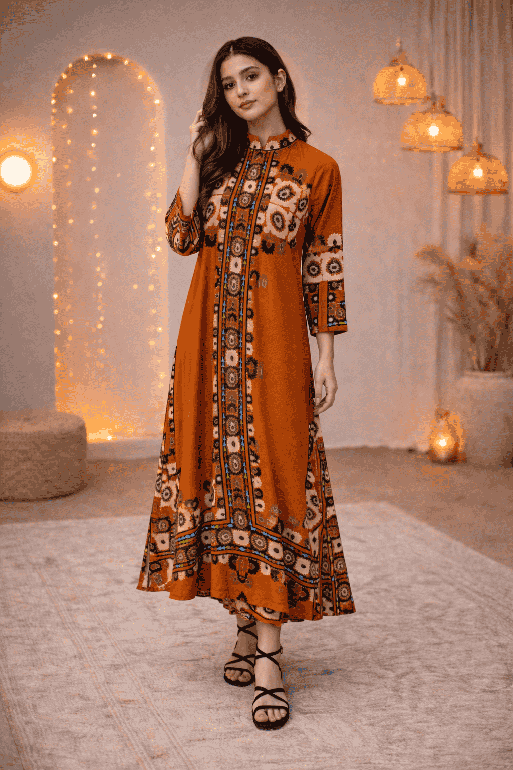 Bold Multicolored Print Tunic 2PC Set (YL 113)