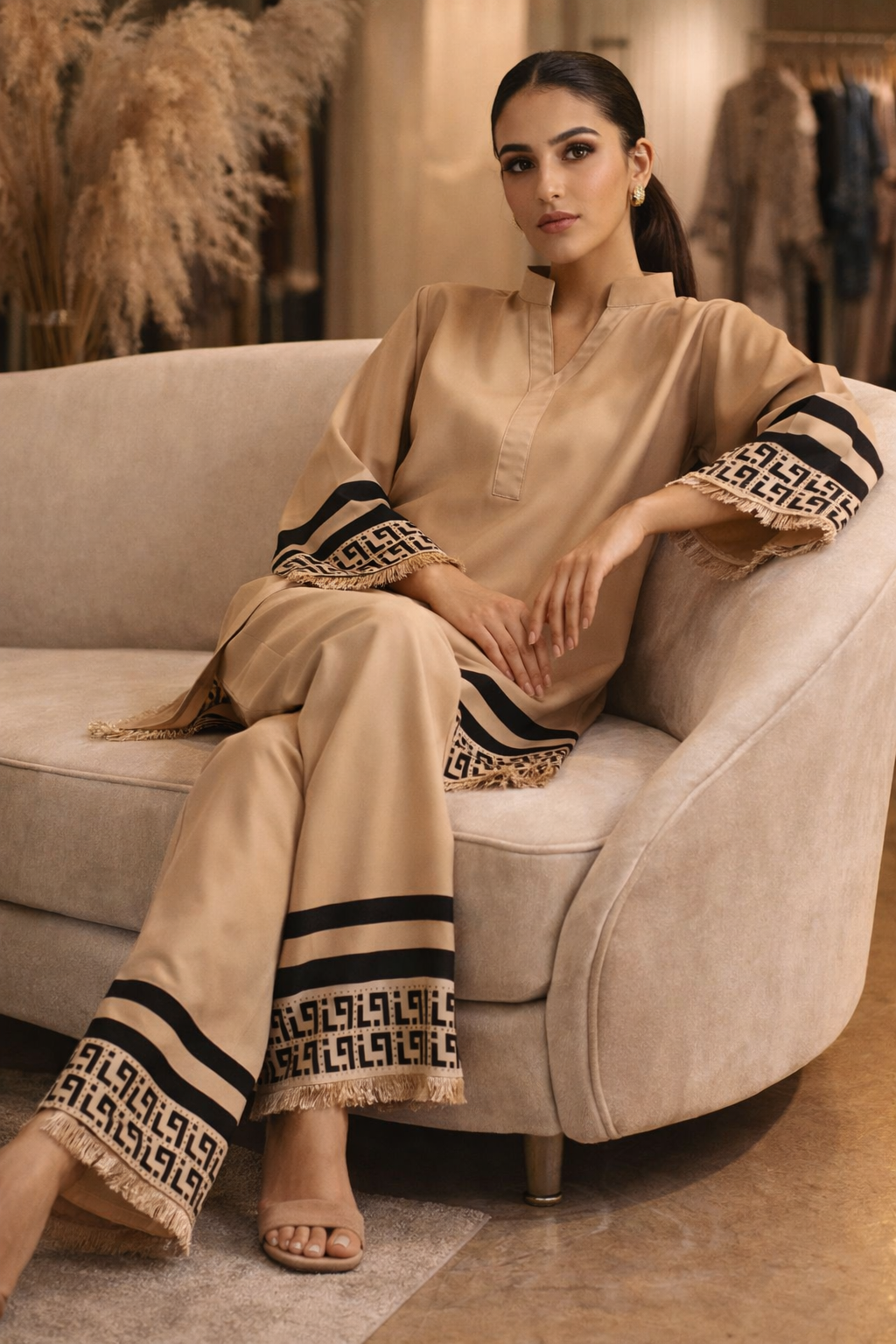 Beige Short Co Ord Set YL 201 B