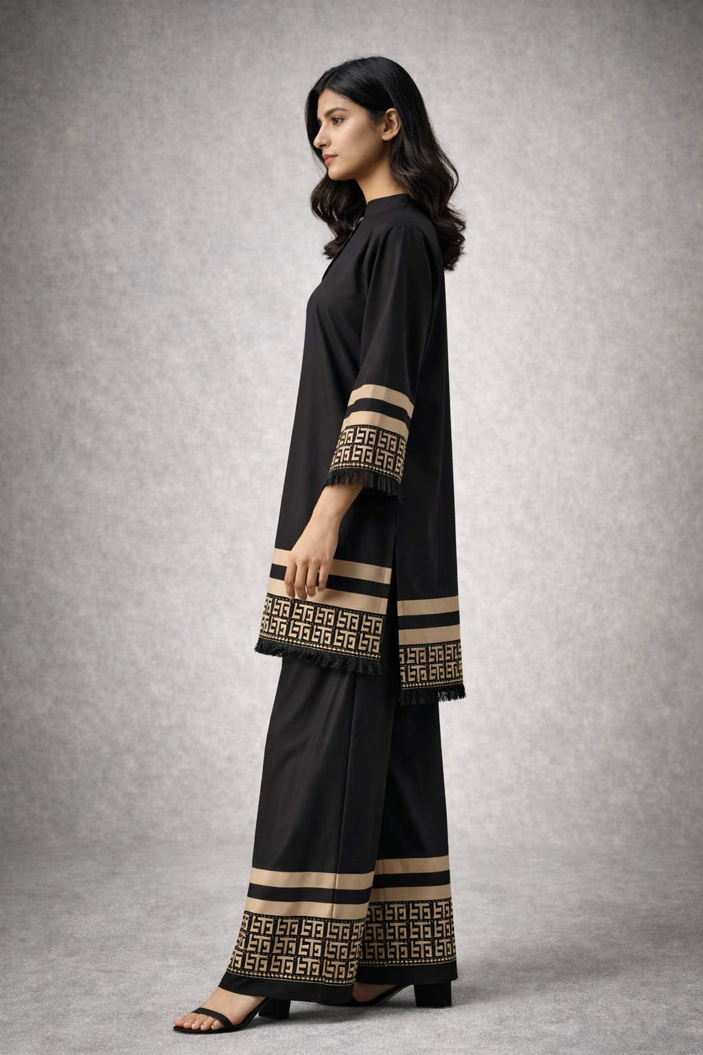 Black Printed 2PC Co Ord Set Yl 201