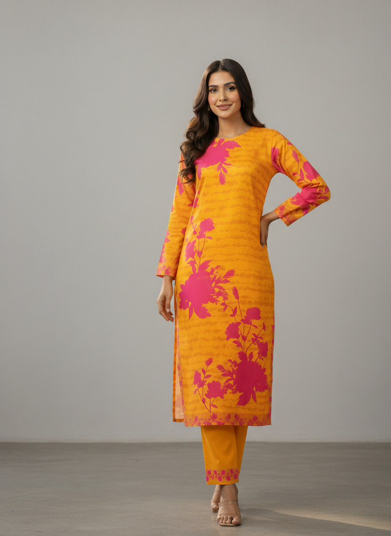 Marigold Sunrise Fuchsia Print 2-Piece Suit
