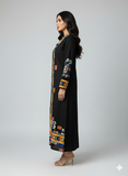 Black Ethnic Print Long Shrug 2-Piece Set (YL 13)