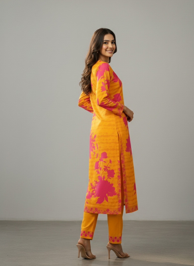 Marigold Sunrise Fuchsia Print 2-Piece Suit